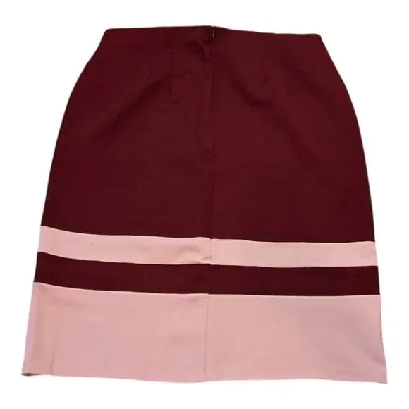 Eloqii Colorblock Column Skirt Burgundy and Pink Career midi Plus Size 20‎ New! - Picture 2 of 11